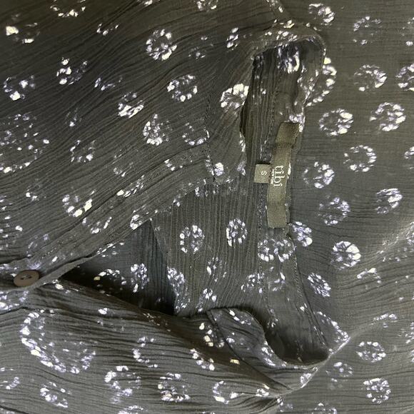 Tibi New York Sheer Navy Button-Up Top with Dotted Pattern, Size Small - Picture 7 of 9